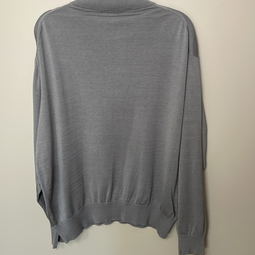 NORM THOMPSON Men’s Mock Neck Gray Silk Cotton Blend Sweater Size XL Lightweight - Picture 3 of 6